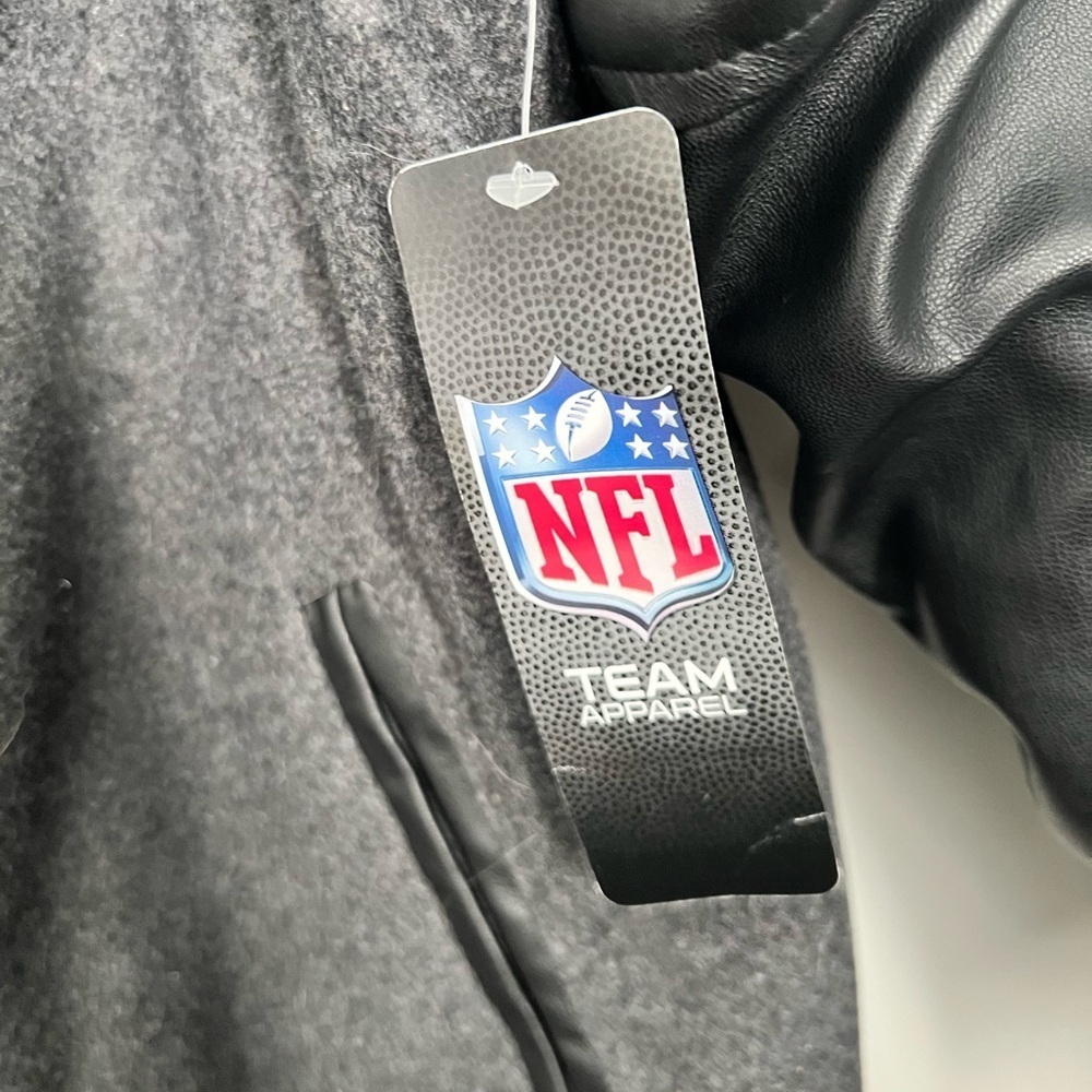 Gray and Black Varsity Style Jacket with LA Rams Logo - Picture 8 of 11